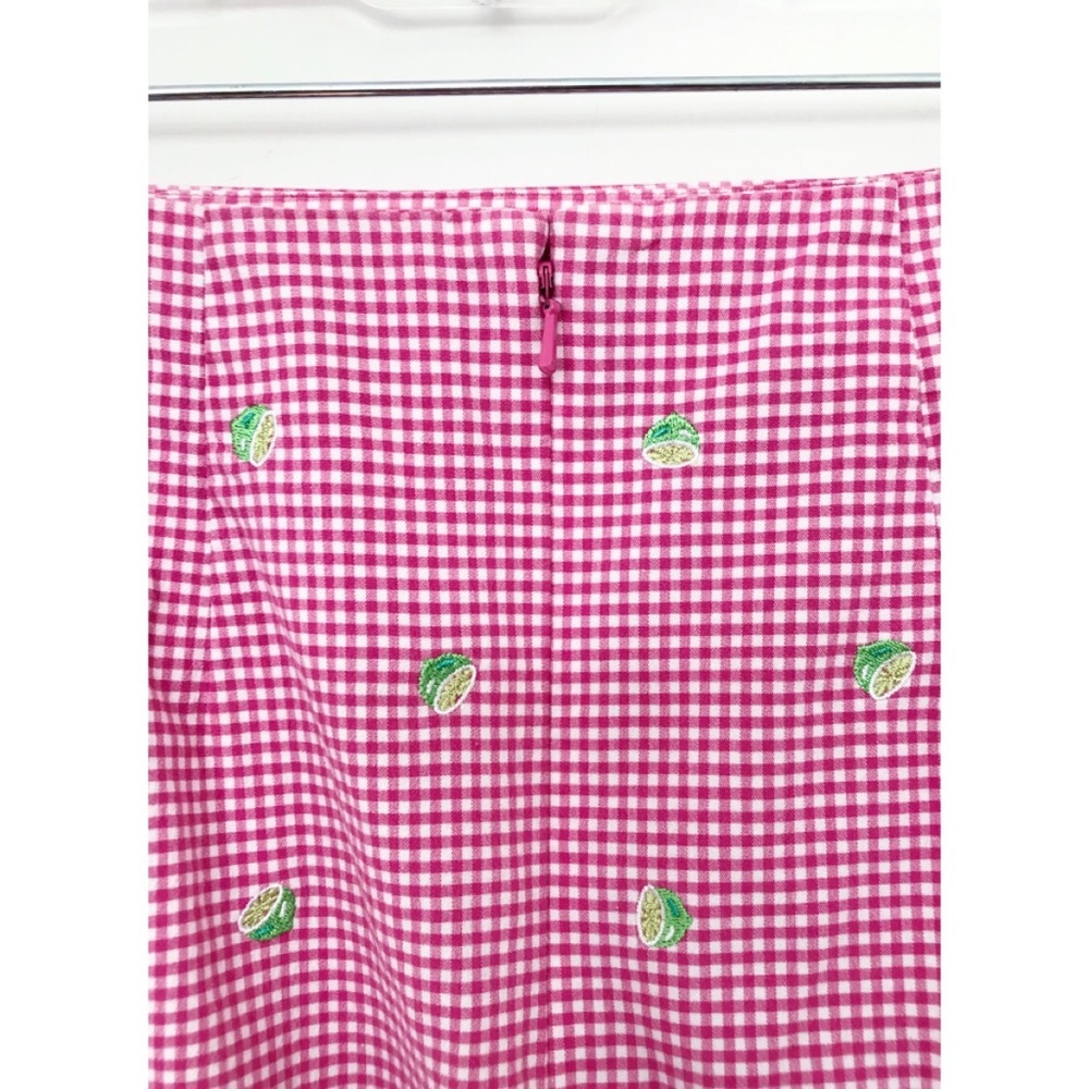 TALBOTS Sz 6P Gingham w/ Embroidered Limes Skirt - Picture 3 of 6